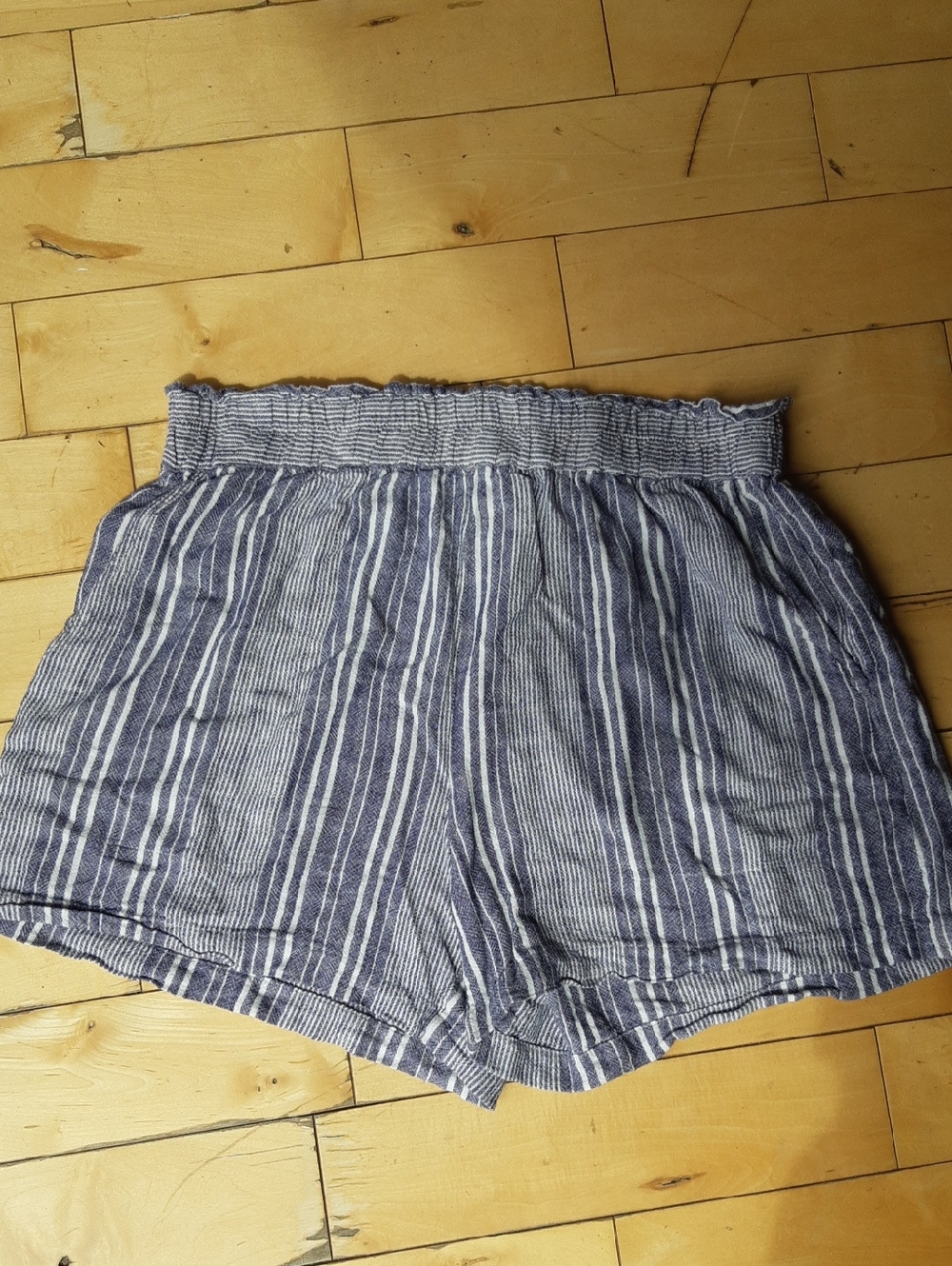 Black Tape_ Navy and White Striped Pull-On Shorts